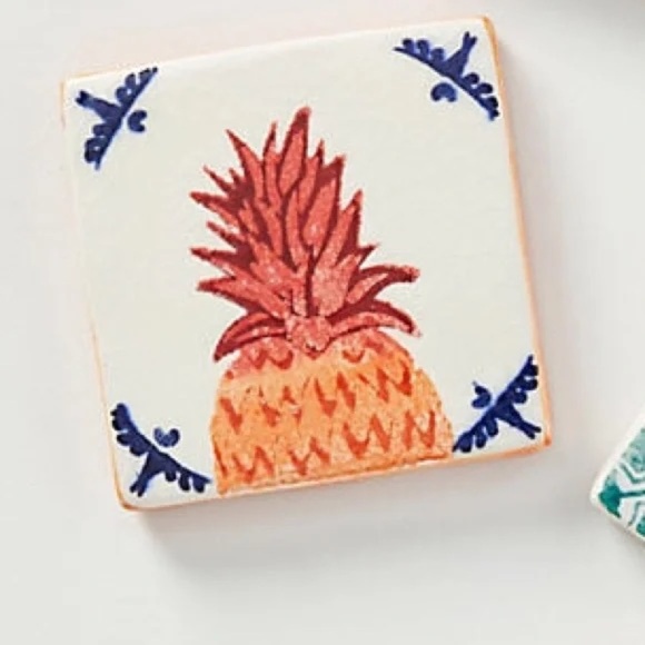 NWT Anthropologie- Azulejo Tile Coaster Pineapple - Picture 1 of 2